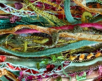 Farmers Market fiber art yarn  28 yds. bundle/embellishment trim /junk journal/dreamcatcher DIY/weaving/add-ins/tassels/fringe/scrapbook