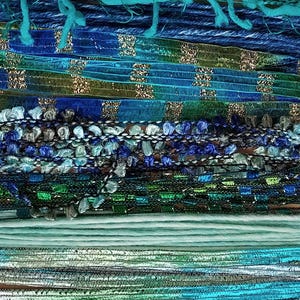 Mermaid&#39;s Lair Yarn Bundle: Blue Green Fiber Art, Textural Mix (18 yds.)