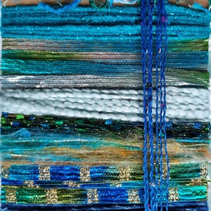 NEW Mermaid's Lair 20 yds. fiber art yarn bundle/embellishment trim 10X2/weaving/blue green teal yarn/junk journal/dreamcatcher DIY/fringe image 4