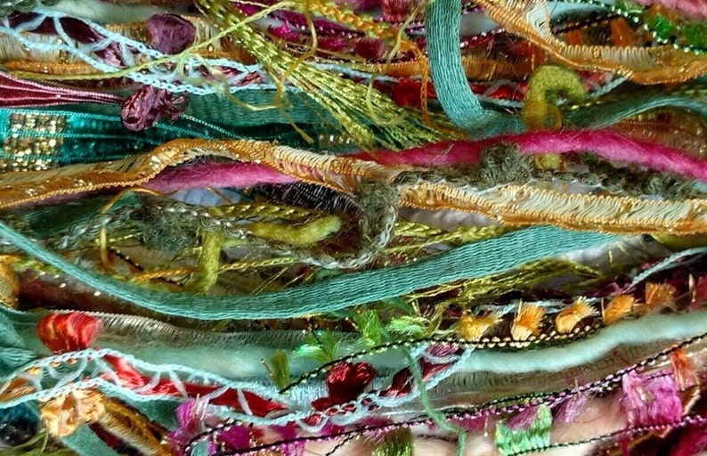 Farmers Market fiber art yarn 28 yds. bundle/embellishment trim /junk journal/dreamcatcher DIY/weaving/add-ins/tassels/fringe/scrapbook image 1