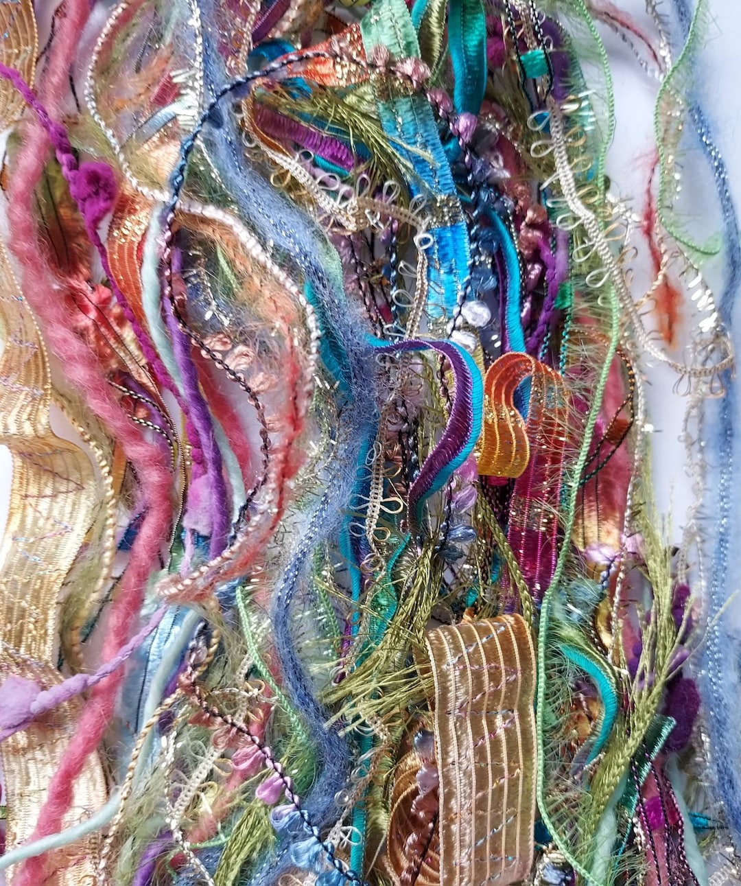 RAINBOW Gems Fiber Art Yarn Bundle/bright Novelty Yarn 19 Etsy