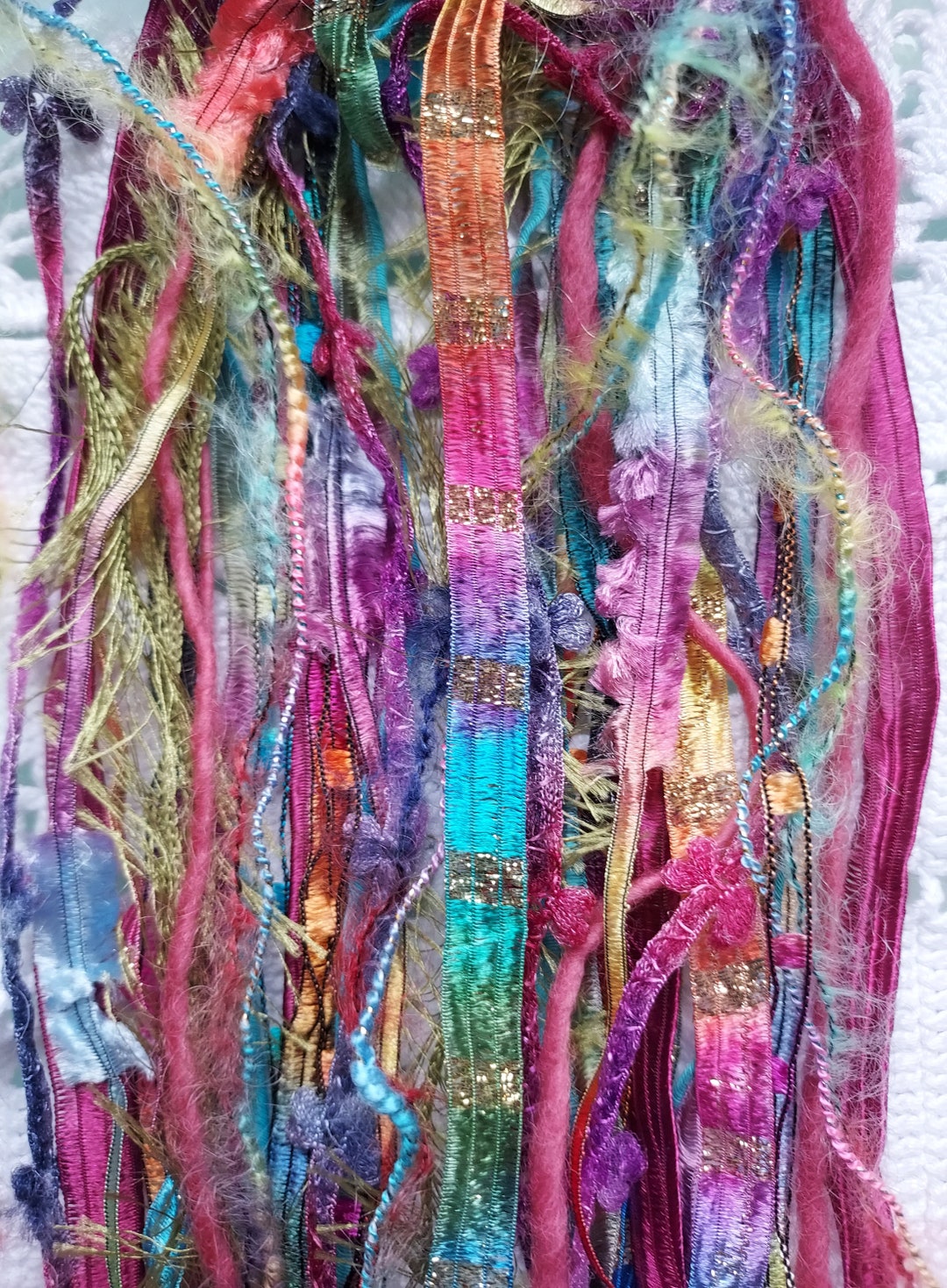 RAINBOW Gems Fiber Art Yarn Bundle/bright Novelty Yarn 20 Yds./10x2