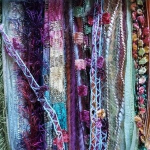 Farmers Market fiber art yarn 28 yds. bundle/embellishment trim /junk journal/dreamcatcher DIY/weaving/add-ins/tassels/fringe/scrapbook image 2