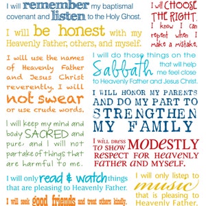 LDS Printable My Gospel Standards Boy