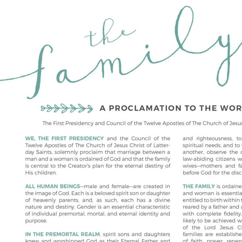 11x14 Family Proclamation to the World, LDS Art, Instant Download, 12 ...