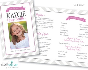 Printable Folded Baptism Program - Girl