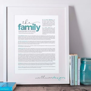 8x10 Family Proclamation to the World, LDS Art, Instant Download, 12 color options