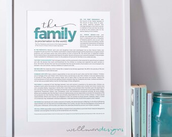 11x14 Family Proclamation to the World, LDS Art, Instant Download, 12 color options