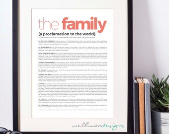 11x14 Family Proclamation to the World, LDS Art, Instant Download, 12 color options