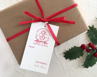 From Santa Monogram Holiday Letterpress Gift Tags, Christmas Labels, Gift Tags, Holiday Tags