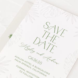 Tropical Modern Wedding Save the Date, Blind Letterpress Invitation Save the Date, Summer Wedding - Customizable, Printed