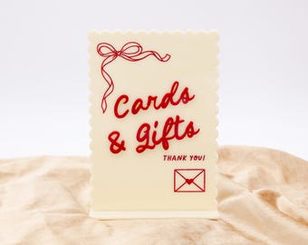 Enseigne pour cartes et cadeaux en acrylique fantaisiste, enseigne cadeau en acrylique, enseigne de mariage acrylique 3D, enseigne de table de mariage, enseigne d'événement, enseigne de table cadeau