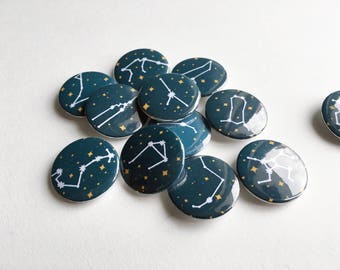 Bouton constellation du zodiaque, étoiles, signes, bouton céleste
