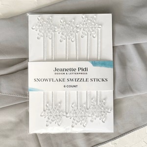 Glitter Snowflake Swizzle Sticks: Winter Cocktail Stirrers, Set of 6