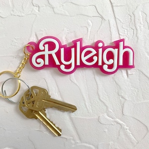 Personalized Pink Name Keychains, Acrylic, Nametags, Dream House