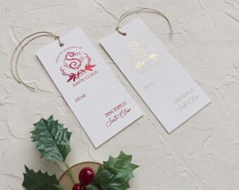 Monogrammed Santa Gift Tags: Letterpress Christmas Labels