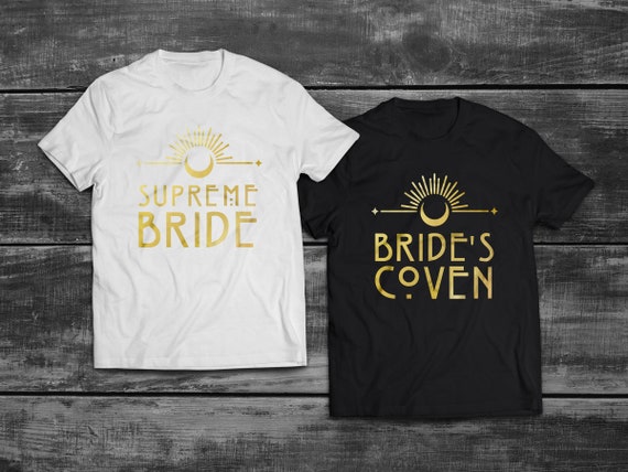 Witch Coven Bridesmaid & Bride Bachelorette Shirts, Unisex, Metallic Gold