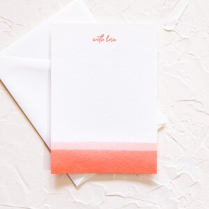 Cartes de notes dip-dyed de presse de lettre - blanc, cartes de teinture de cravate, papeterie d’ombre, papeterie personnelle 5x7 image 6