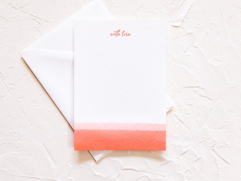 Cartes de notes dip-dyed de presse de lettre - blanc, cartes de teinture de cravate, papeterie d’ombre, papeterie personnelle 5x7 image 6