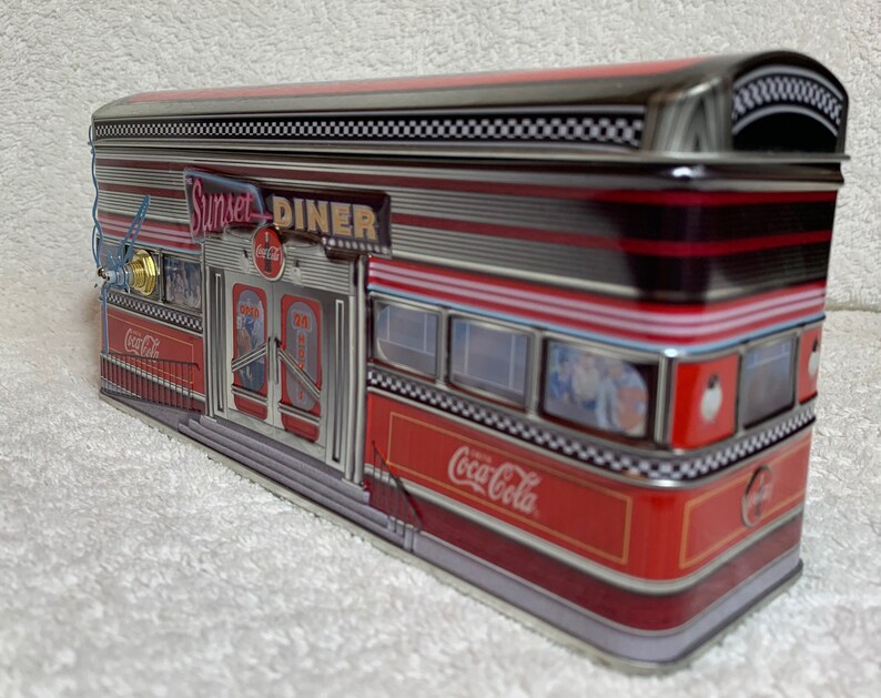 Old Coke Coca Cola Sunset Diner Aluminum Storage Tin Tank Box Etsy