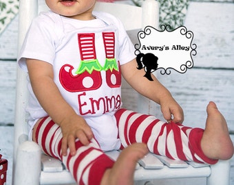Personalized Elf Shoes - Girls Embroidered Christmas Shirt Elf Christmas Outfit