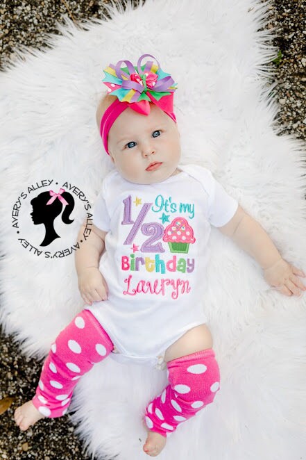 It's my 1/2 Birthday - Girls Personalized Cupcake Half Birthday A…