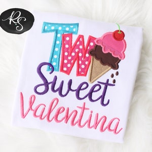 Two Sweet - Girls 2nd Birthday Ice Cream Birthday Shirt or Bodysuit