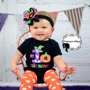 My 1st Halloween Girls Applique Black Shirt or Bodysuit and Matching ...
