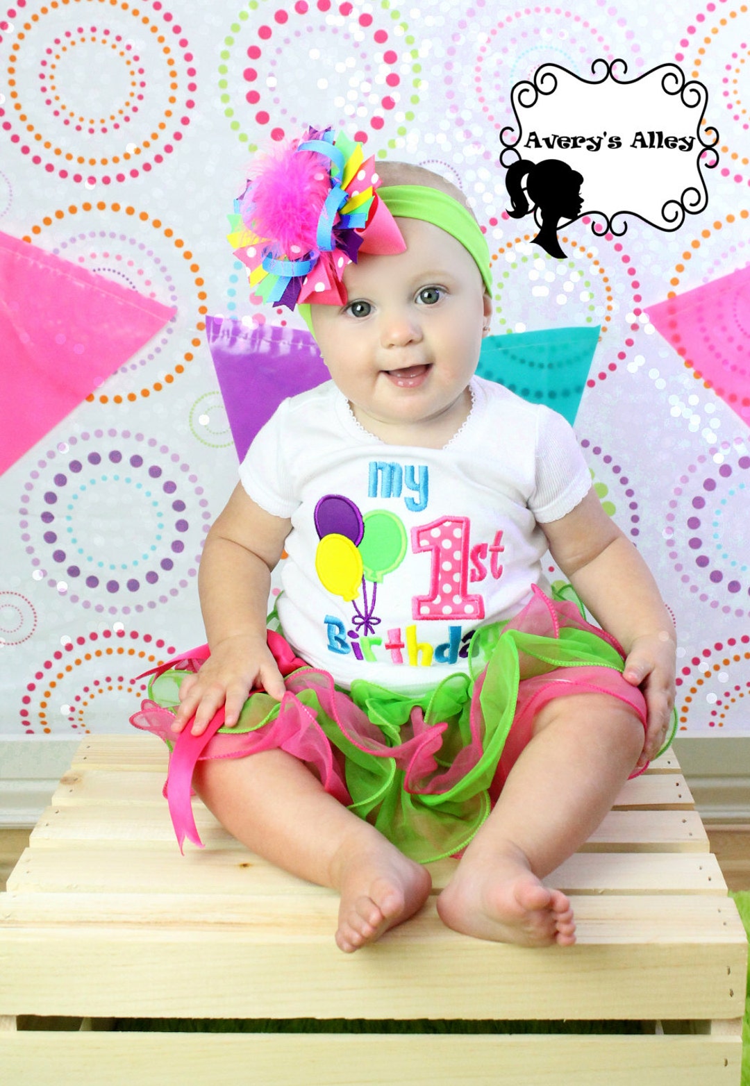 My 1st Birthday Any Age Girls Colorful and Polka Dot - Etsy