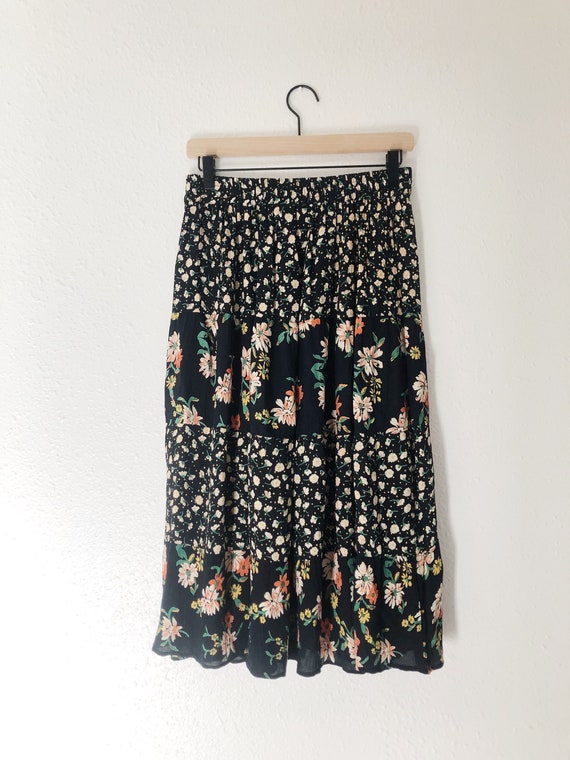 Vintage colorful midi floral skirt - image 2