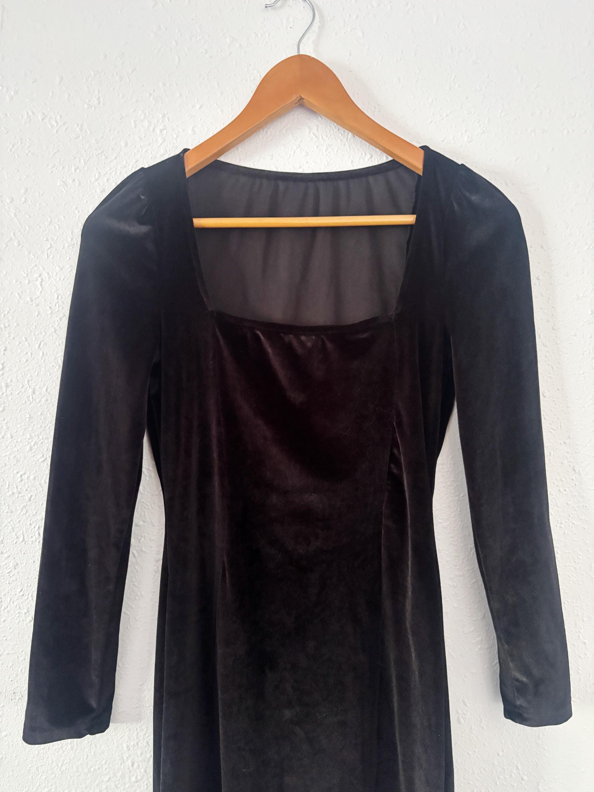 Vintage Velvet Black Dress - Etsy