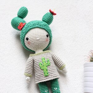 kikalite Cactus Girl Cactella amigurumi doll English / German / Turkish / Italian / Spanish pattern image 3