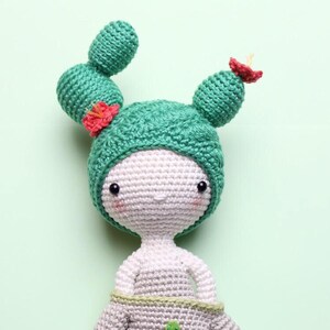 kikalite Cactus Girl Cactella amigurumi doll English / German / Turkish / Italian / Spanish pattern image 2
