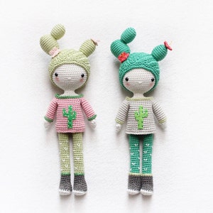 kikalite Cactus Girl Cactella amigurumi doll English / German / Turkish / Italian / Spanish pattern image 4