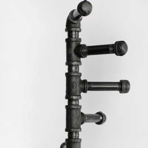 Black Pipe Coat Rack Industrial Style Free Standing Metal Etsy
