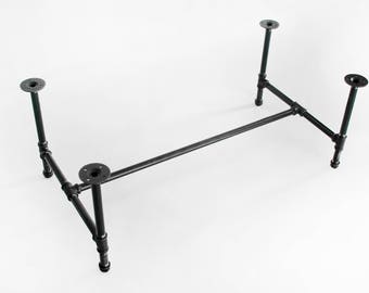 Industrial Coffee Table Base 1" Black Pipe Table Legs DIY Stand Customizable Furniture Made-to-Order Metal Pipe Frame