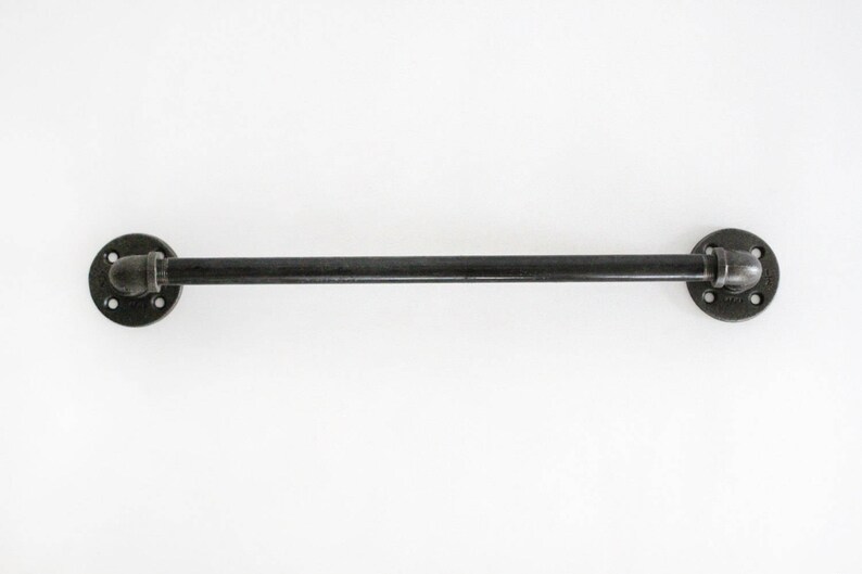Customizable Industrial Towel Bar. Stripped Black Iron Pipe. 18, 19, 23