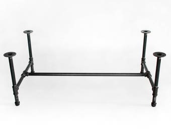 Black Pipe Table Base 3/4" Coffee Table Legs DIY Stand Industrial Home Furniture Customizable Made to Order Metal Pipe Frame