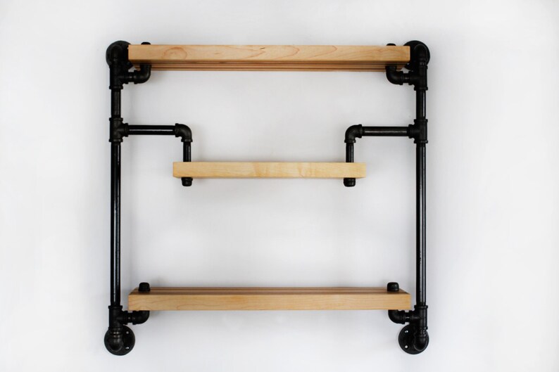 Hanging Style Shelf In Black Iron Pipe And Butcher Image 0