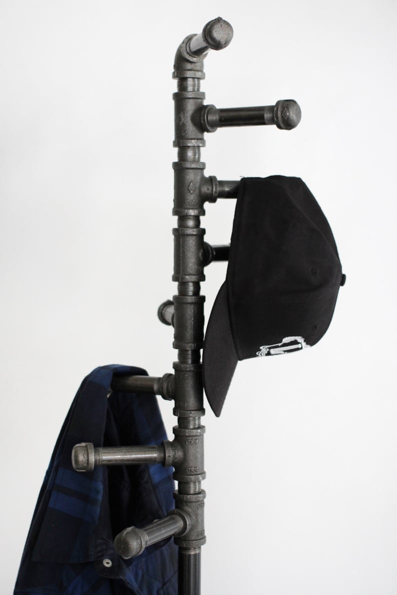 Black Pipe Coat Rack Industrial Style Free Standing Metal Etsy