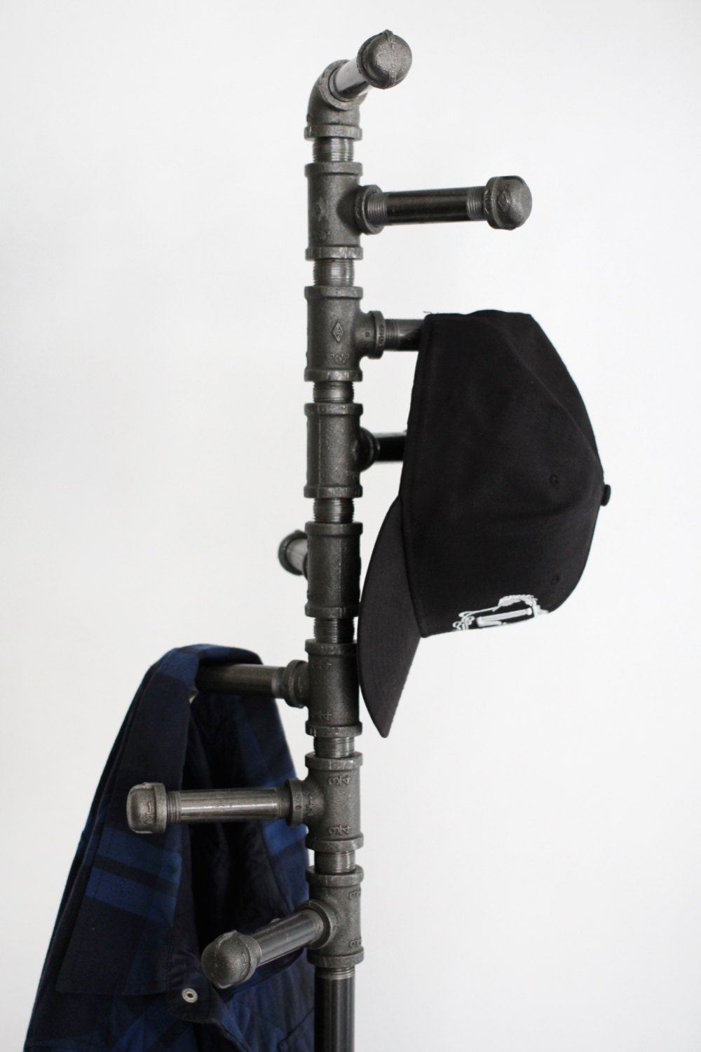 Black Pipe Coat Rack Industrial Style Free Standing Metal Etsy