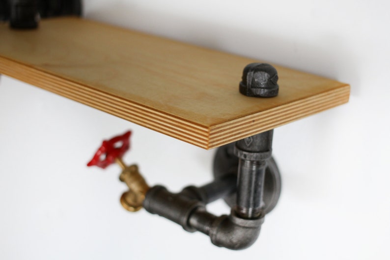 Industrial Black Iron Pipe Double Shelving Unit Wall Hung Etsy