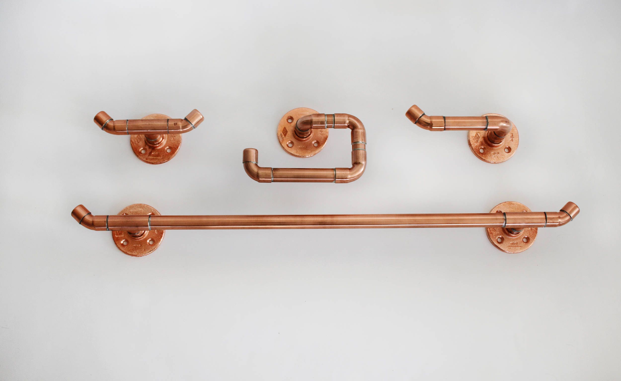 accent lærken uendelig Copper Bathroom Accessories Set Polished Copper Pipe Copper - Etsy UK