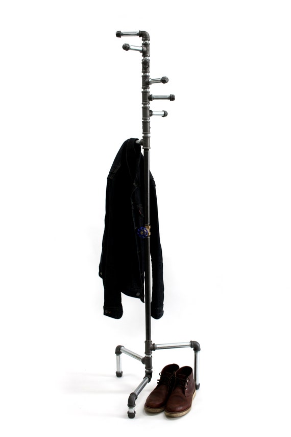 Tradineur - Perchero de pie metálico negro con 8 ganchos, 173 x 44,5 x 44,5  cm, soporte clásico para colgar ropa, abrigos, sombr