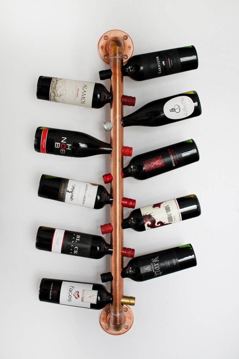 En cuivre suspendus casier à vin. Murale moderne porte | Etsy