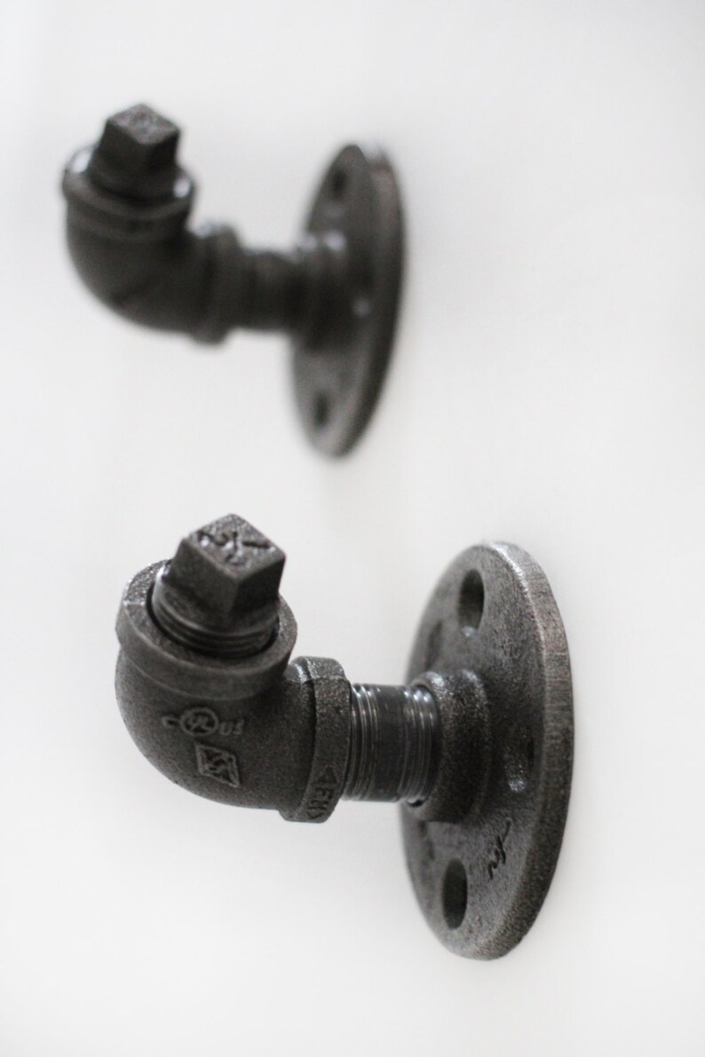 Black Iron Pipe Wall Hooks. Two 2 Multifunctional Hangers. Etsy