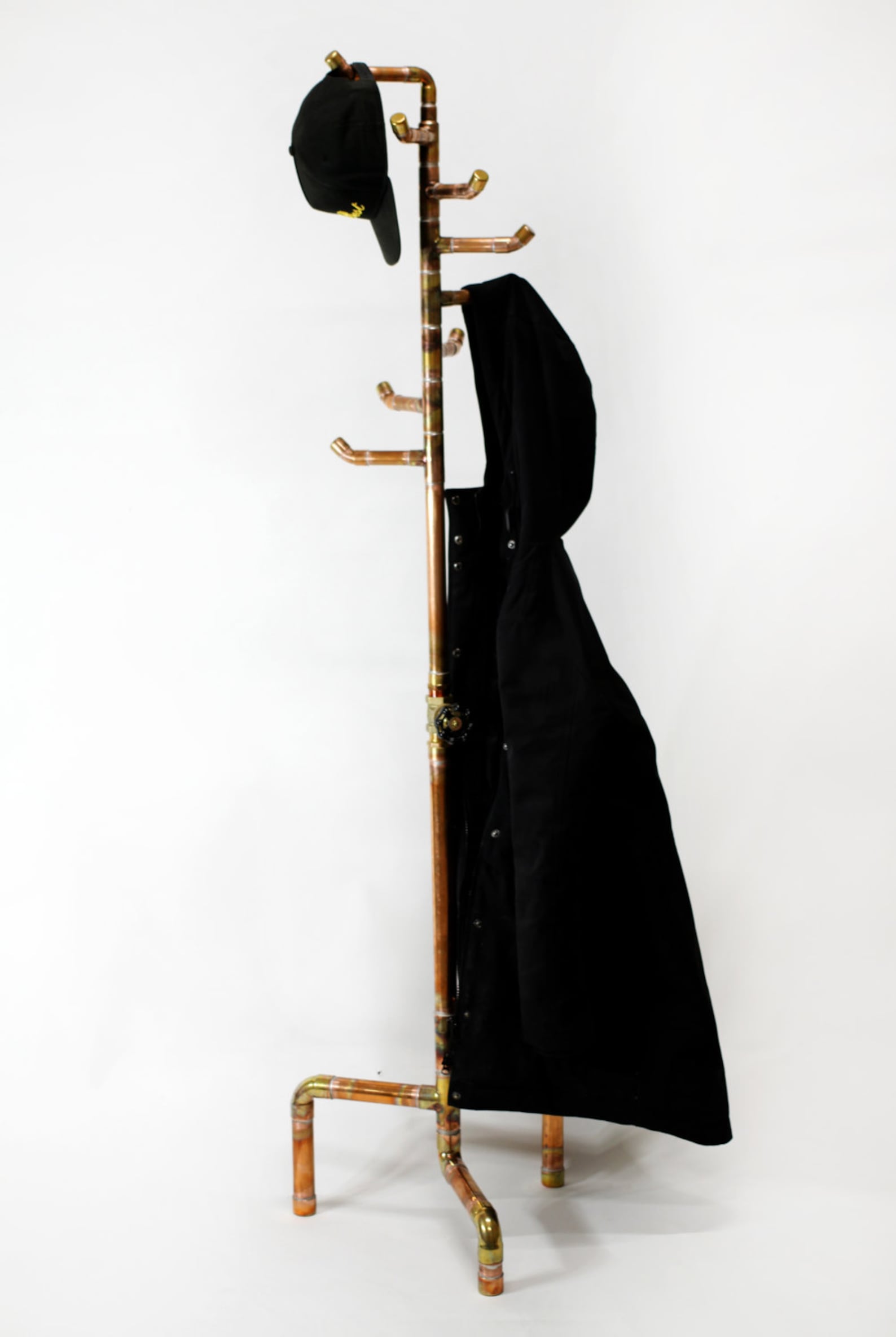 Free Standing Coat Rack Copper Coat Tree 8 Hooks Handcrafted Etsy