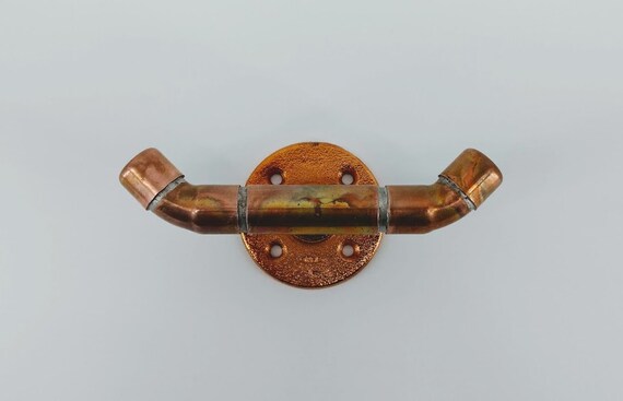 Double Towel Hook Handcrafted With Polished Copper Pipe. Robe
