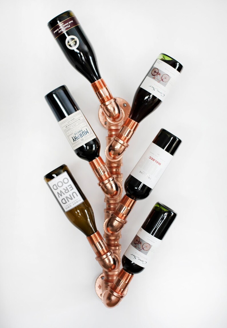 Copper Wine Rack. Customizable Plated Black Iron Pipe Wall Etsy Sweden