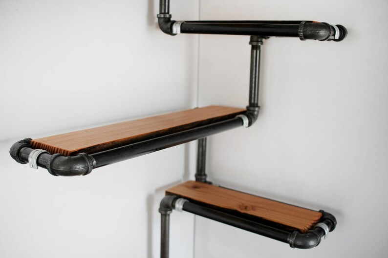Pipe Wall Shelf with Reclaimed Wood Custom Pipe Shelves. Made Etsy